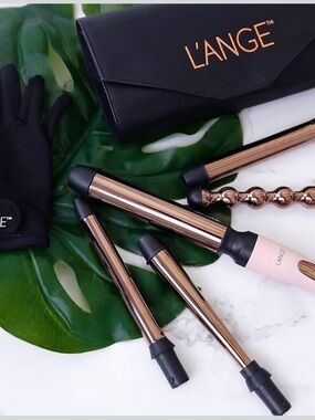 L’ANGE “LE CINQ” 5-IN-1 CURLING WAND SET in a FAUX LEATHER CASE - EUC!